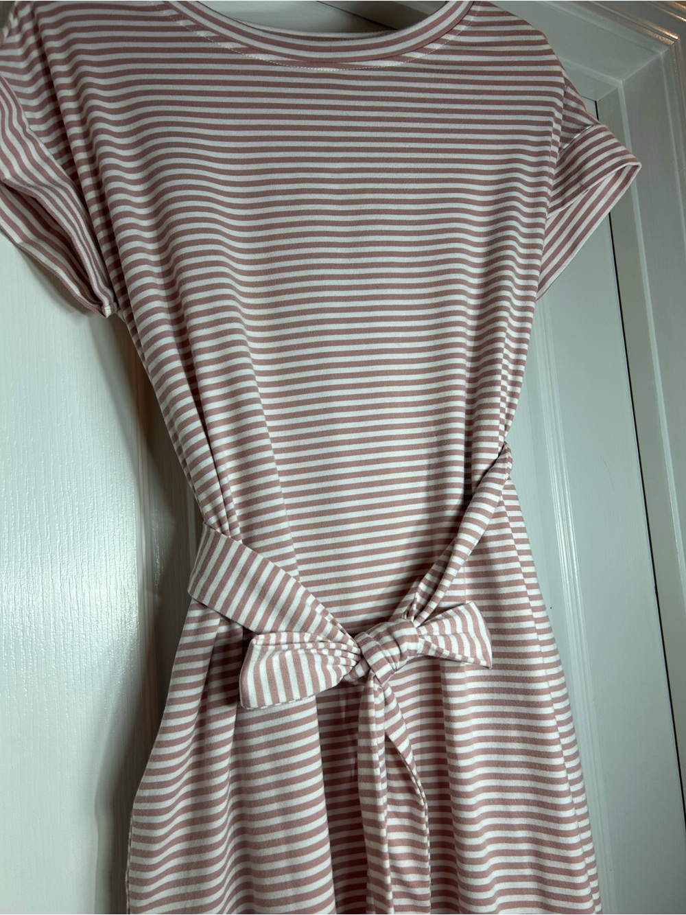 Striped Pink and White Tie-Waist Dress